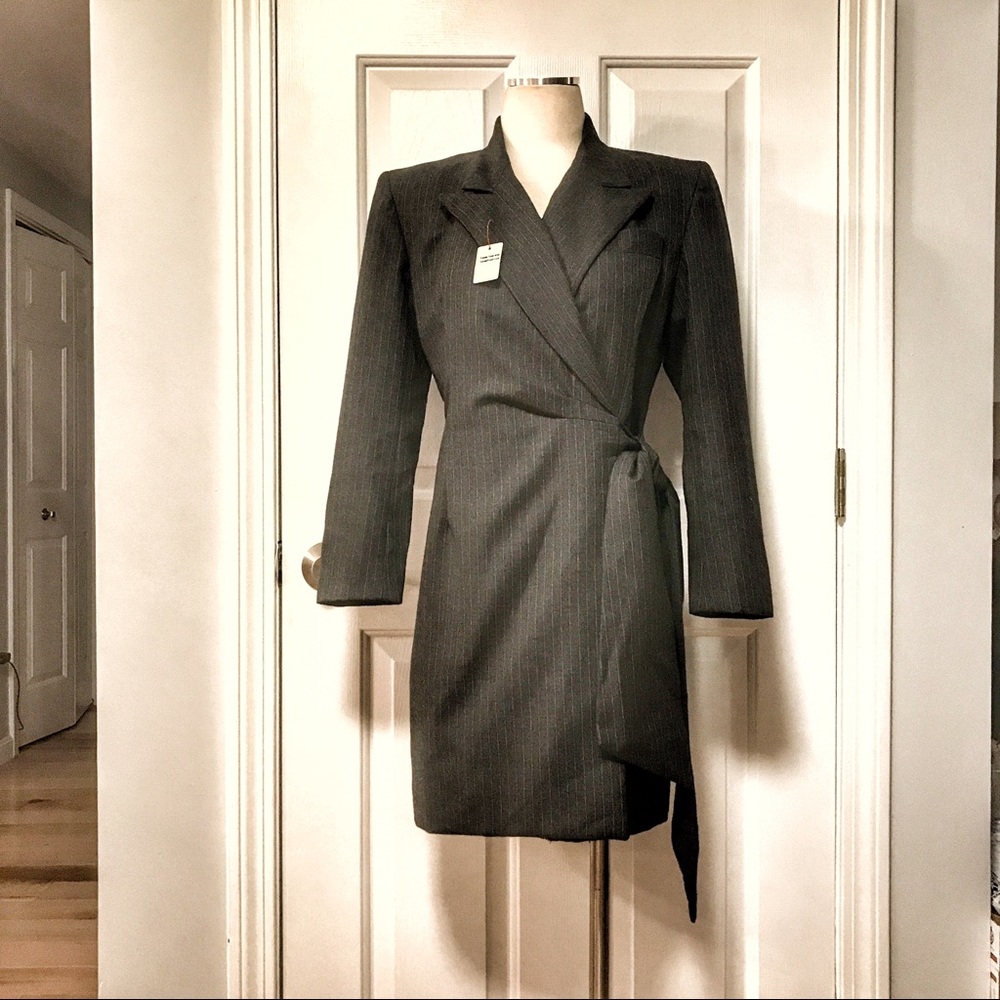 VTG Pinstripe Wrap Blazer Dress Bergdorf Goodman